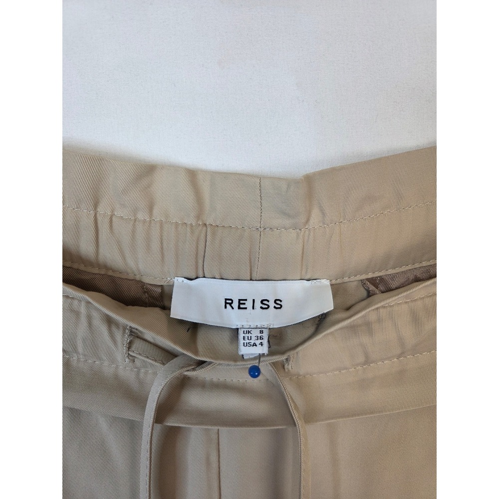 REISS Women's Size 4 Beige Wide Leg Drawstring Pull On Pants Trousers - Picture 5 of 8